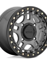KMC KS240 Recon Beadlock Wheel 15x7 4x156 38mm Gun Metal w/ Gloss Black Ring                                     - KS24057044438 - Image 4