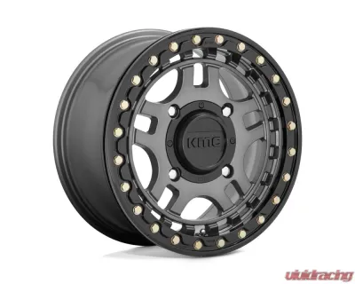KMC KS240 Recon Beadlock Wheel 15x7 4x156 38mm Gun Metal w/ Gloss Black Ring - KS24057044438