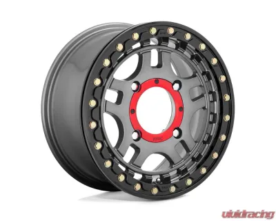 KMC KS240 Recon Beadlock Wheel 15x7 4x156 38mm Gun Metal w/ Gloss Black Ring - KS24057044438