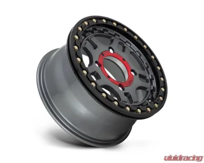 KMC KS240 Recon Beadlock Wheel 15x7 4x156 38mm Gun Metal w/ Gloss Black Ring - KS24057044438