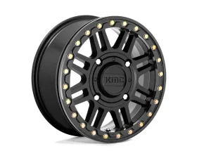 KMC KS250 Cage Beadlock Wheel 15x10 4x137 0mm Satin Black w/ Gloss Black Ring