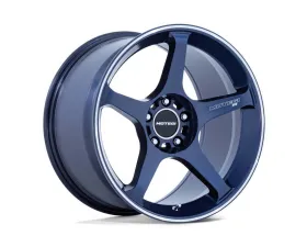 MOTEGI Racing MR159 Battle V Wheel 18x9.5 5X114.3 15 Obsidian Blue w/Machined Lip Stripe