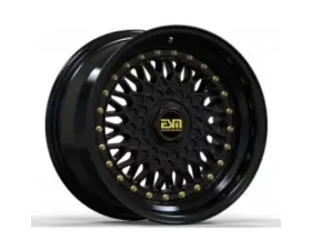 ESM ESM-002R Wheel 15x7 4x100|5x100 +15mm Gloss Black | Gold Rivet