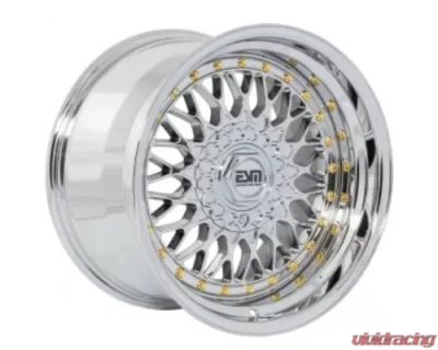 ESM ESM-002R Wheel 17x10 4x100|5x100 +15mm Platinum Chrome | Gold Rivet - ESM002RPL17X104X1005x100ET15CB571