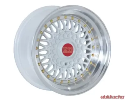 ESM ESM-002R Wheel 15x8 4x100|5x100 +15mm White | Gold Rivet - ESM002RWH15X84X1005X100ET15CB571