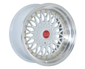 ESM ESM-002R Wheel 17x8.5 5x100|5x114.3 +20mm White | Gold Rivet