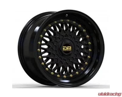 ESM ESM-002R Wheel 17x8.5 4x100 20mm Gloss Black | Gold Rivet - ESM002RGB17X85DRILL4100ET20CB731