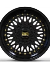 ESM ESM-002R Wheel 17x8.5 4x100 20mm Gloss Black | Gold Rivet                                     - ESM002RGB17X85DRILL4100ET20CB731 - Image 2