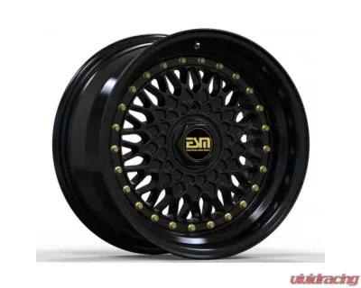 ESM ESM-002R Wheel 18X9.5 5x114.3 38mm Gloss Black | Gold Rivet - ESM002RGB18X9.5DRILL51143ET38CB731