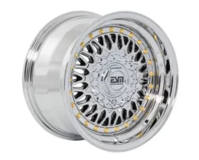 ESM ESM-002R Wheel 15x7 4x100 | 5x100 20mm Platinum Chrome | Gold Rivet