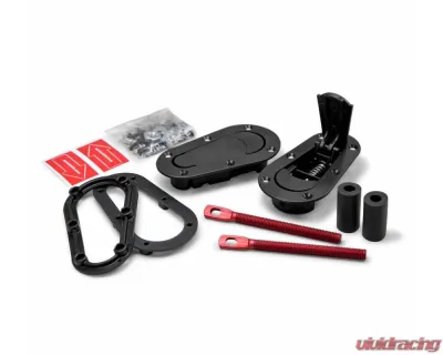 Seibon Black Edition AeroCatch Plus Flush Hood Latch and Pin Kit - No Lock - HOODPINS-120-7000