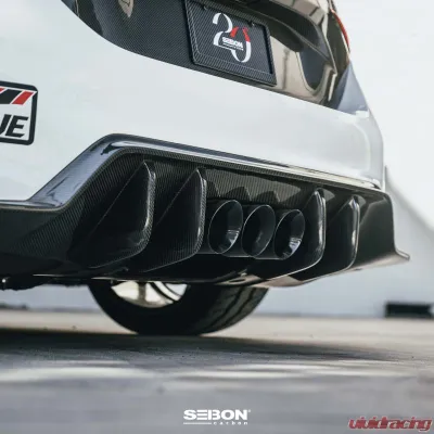 Seibon MB-Style Carbon Fiber Rear Diffuser Honda Civic Type-R Base 2023-2025 - RD23HDCVR-MB