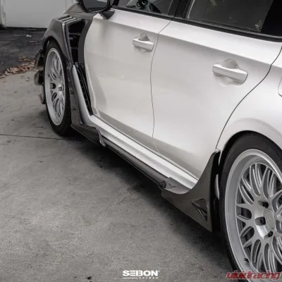 Seibon MB-Style Carbon Fiber Rear Side Skirt Extensions Honda Civic Type-R Base 2023-2025 - SX23HDCVR-MB-R
