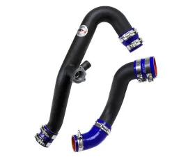HPS Black Intercooler Hot Charge Pipe and Cold Side with Blue Hoses 15-17 Ford Mustang Ecoboost 2.3L Turbo