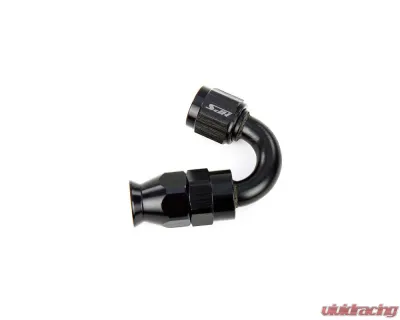 HPS Performance Stainless Steel Reinforced PTFE Hose Black Aluminum 150 Degree Angle Compression Teflon Hose End to -4 AN Female - 350-1504