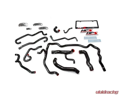 HPS Black Reinforced Silicone Radiator + Heater Hose Kit Coolant for BMW 04-05 530i E60 Left Hand Drive - 57-1552-BLK