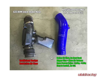 HPS Performance Products Black Silicone Air Intake Hose Post MAF for Infiniti G35 03-07 - 57-1592-BLK