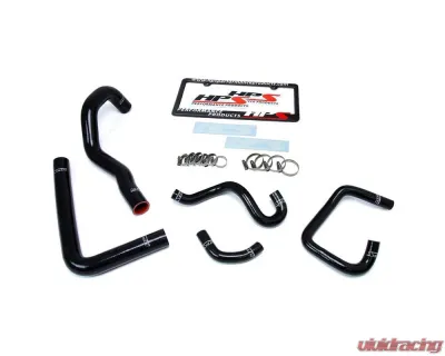 HPS Black Reinforced Silicone Radiator + Heater Hose Kit Coolant for Toyota 93-98 Supra MK4 2JZ Turbo Left Hand Drive - 57-1613-BLK