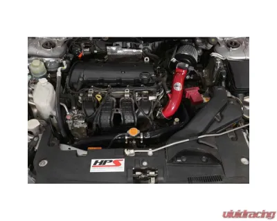 HPS Red Shortram Air Intake + Heat Shield for 08-14 Mitsubishi Lancer 2.0L 2.4L NonTurbo w/ EGR Tube - 827-162R