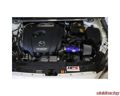 HPS Performance Shortram Air Intake Kit 14-17 Mazda Mazda6 2.5L Skyactiv, Includes Heat Shield, Blue - 827-547BL