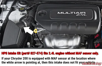 HPS Performance Shortram Air Intake Kit 15-17 Chrysler 200 2.4L without MAF sensor, Includes Heat Shield, Polish - 827-574P