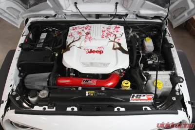 HPS Performance Cold Air Intake Kit 12-18 Jeep Wrangler JK 3.6L V6, Includes Heat Shield, Red - 827-664R