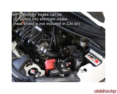HPS Black Cold Air Intake (Converts to Shortram) for 15-18 Honda Fit 1.5L Manual Trans. 3rd Gen - 837-568WB