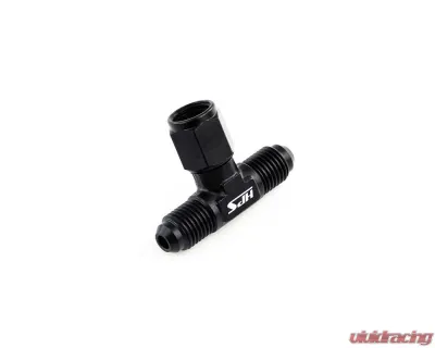 HPS Performance Products HPS AN9251-4 Tee Adapter Aluminum -4 Black 37 Degree Flares - AN9251-4