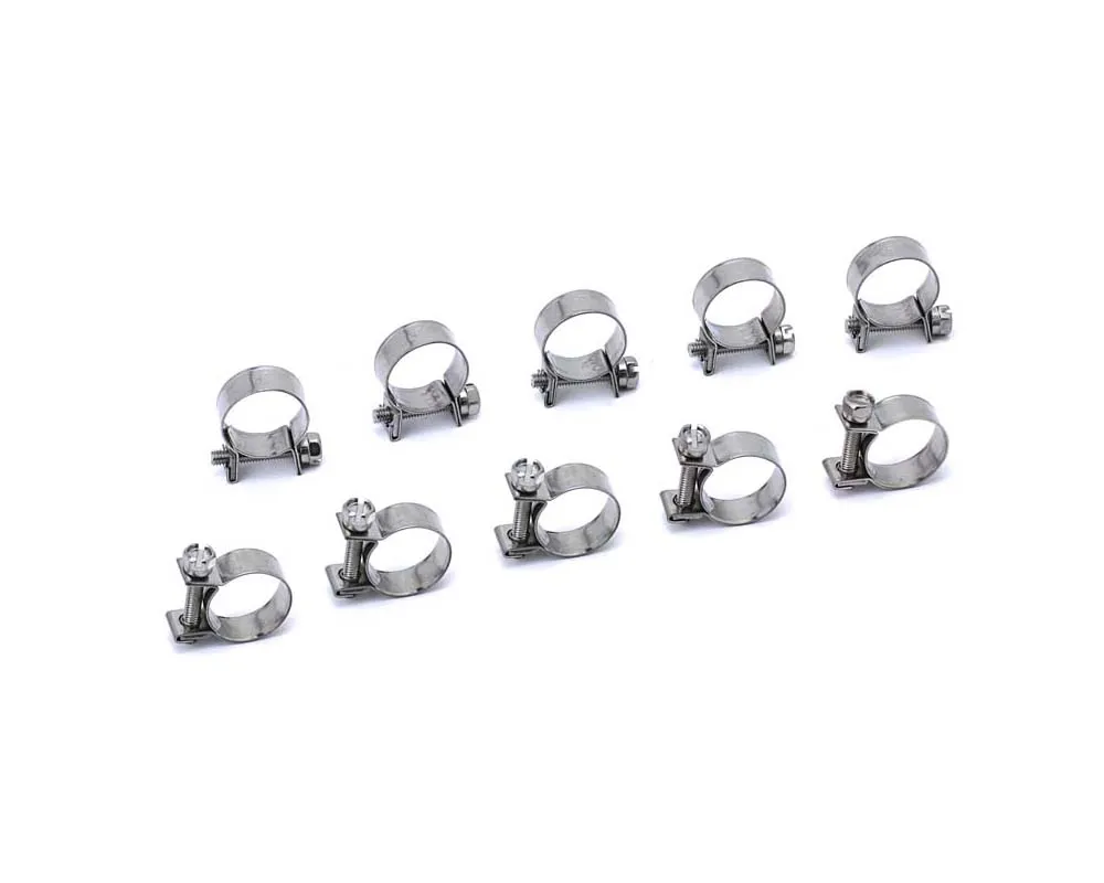 HPS SAE #15 Stainless Steel 3/8" Fuel Injection Hose Clamps 10pc Pack (14mm - 16mm) - FIC-14x10