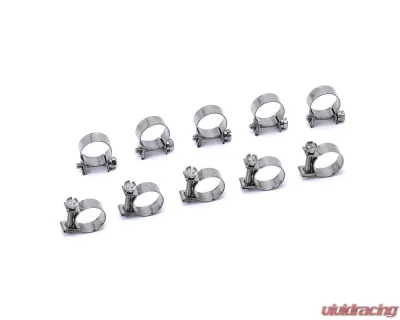 HPS SAE #10 Stainless Steel Fuel Injection Hose Clamps 10pc Pack 23/64" - 7/16" (9mm - 11mm) - FIC-9x10