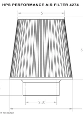 HPS Air Filter 2.5" ID, 5.5" Element Length, 7-1/4" Overall Length                                     - HPS-4274 - Image 4
