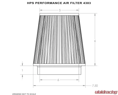 HPS Air Filter 6" ID, 6" Element Length, 7" Overall Length - HPS-4303