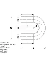 HPS 1-3/8" OD 180 Degree U Bend 6061 Aluminum Elbow Pipe 16 Gauge w/ 1.75" CLR                                     - AT180-138-CLR-175 - Image 2