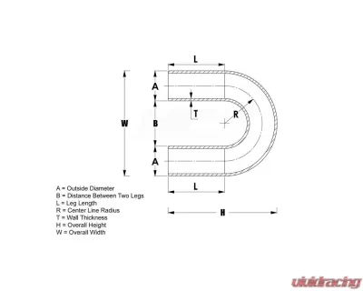 HPS 1-3/8" OD 180 Degree U Bend 6061 Aluminum Elbow Pipe 16 Gauge w/ 1.75" CLR - AT180-138-CLR-175