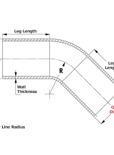 HPS 2" OD 45 Degree Bend 6061 Aluminum Elbow Pipe 16 Gauge w/ 3 1/8" CLR                                     - AT45-200-CLR-312 - Image 2