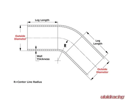 HPS 2" OD 45 Degree Bend 6061 Aluminum Elbow Pipe 16 Gauge w/ 3 1/8" CLR - AT45-200-CLR-312