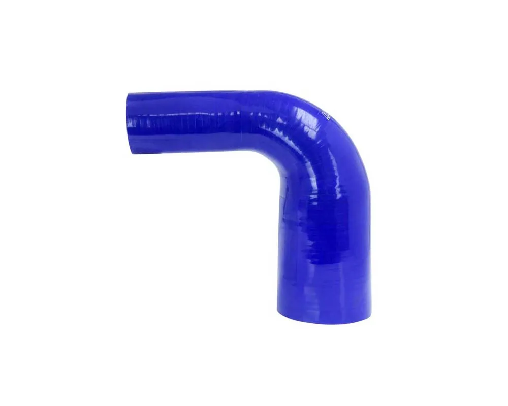 HPS High Temp 2-3/8" > 2-1/2" ID 4-ply Reinforced Silicone 90 Degree Elbow Reducer Hose Blue (60mm > 63mm ID) - HTSER90-238-250-BLUE