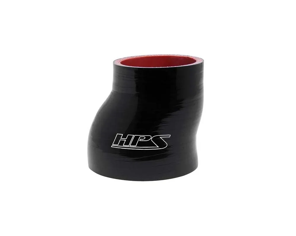 HPS High Temp 2.25inch - 2.5inch (57mm - 63mm) Offset Silicone Hose Coupler Black - HTSOR-225-250-BLK