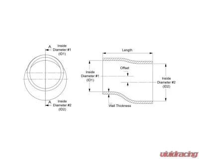 HPS Performance Products 3.5" - 4" ID Black Silicone Offset Reducer Coupler Hose 4" Long - HTSOR-350-400-L4-BLK