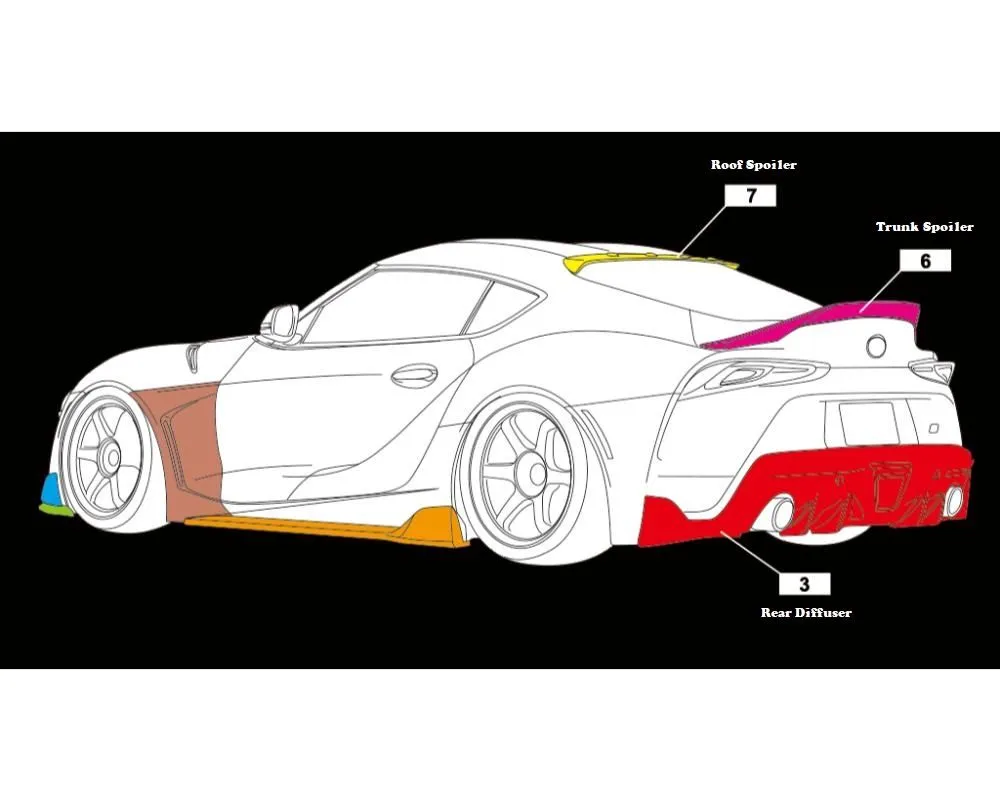 Aimgain AIM-SPV2-A90-SS-CF Carbon Fiber Side Skirt for 2020-2024 Supra