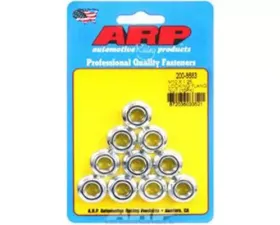 ARP Bolts M10 x 1.25 Locking Flange Nut Kit, Steel, Cadmium Finish, 10 Pack