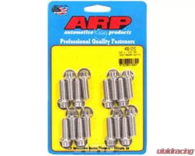 ARP 3/8in x 1.000in Stainless Steel 12pt Header Bolt Kit, Set of 16 - 400-1210
