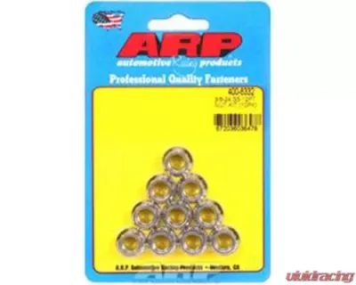 ARP Bolts ARP 3/8-24 Stainless Steel 12pt Nut Kit Set of 10, Polished Finish - 400-8332