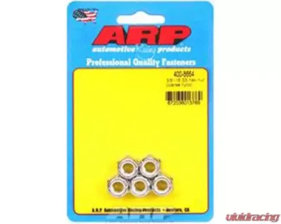 ARP Bolts 3/8-16 SS Coarse Nyloc Hex Nut Kit - Set of 5, Polished Stainless Steel - 400-8664
