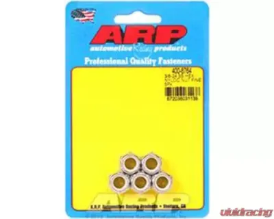 ARP 3/8-24 Stainless Steel Fine Nyloc Hex Nut Kit, Set of 5, Self-Locking - 400-8764