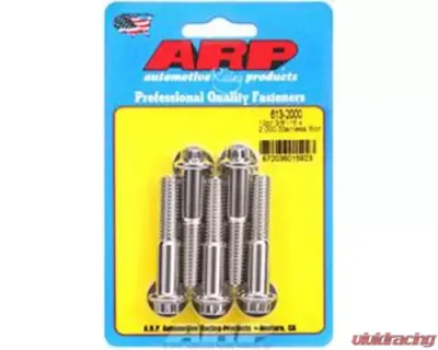 ARP 3/8-16 x 2.000 Stainless Steel 12pt Bolts Set of 5 with Washers, Polished Finish - 613-2000