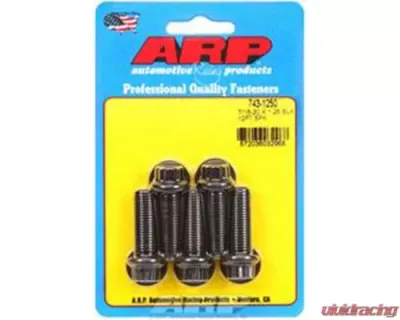ARP 7/16 Inch - 20 x 1.250 Black Oxide 12pt Chromoly Bolts, Set of 5 - 743-1250