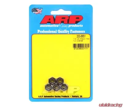 ARP 1/4-28 Black Coarse Hex Nut Kit (5/PKG) - 200-8651