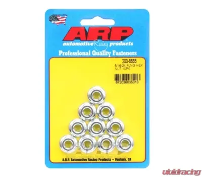 ARP Bolts 5/16-24 Hex Flanged Nut Chrome Moly, 1/2" Socket Size, Pack of 10 - 200-8665