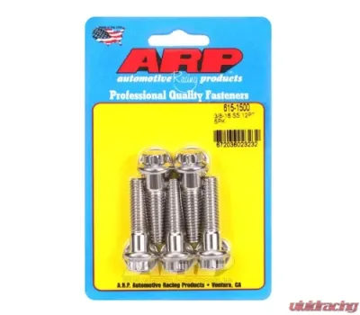 ARP 3/8-16 X 1.500 Stainless Steel Bolts, 12pt 7/16 Wrenching, High Strength Fasteners - 615-1500